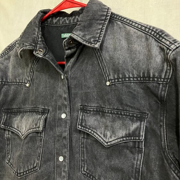 NWOT Wild Fable Women's Size XS Black Oversized L-Sleeve Button-Up Denim Jacket - Picture 7 of 11
